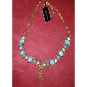 LANE BRYANT Necklace Turquoise Chain Necklace Gold Tone Aqua Teal‎ NEW NWT